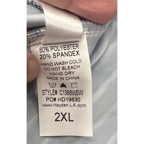 Hayden Los Angeles Bathing Suit Vertical Blue White Stripes Deep V Plus Size 2XL - Picture 9 of 10